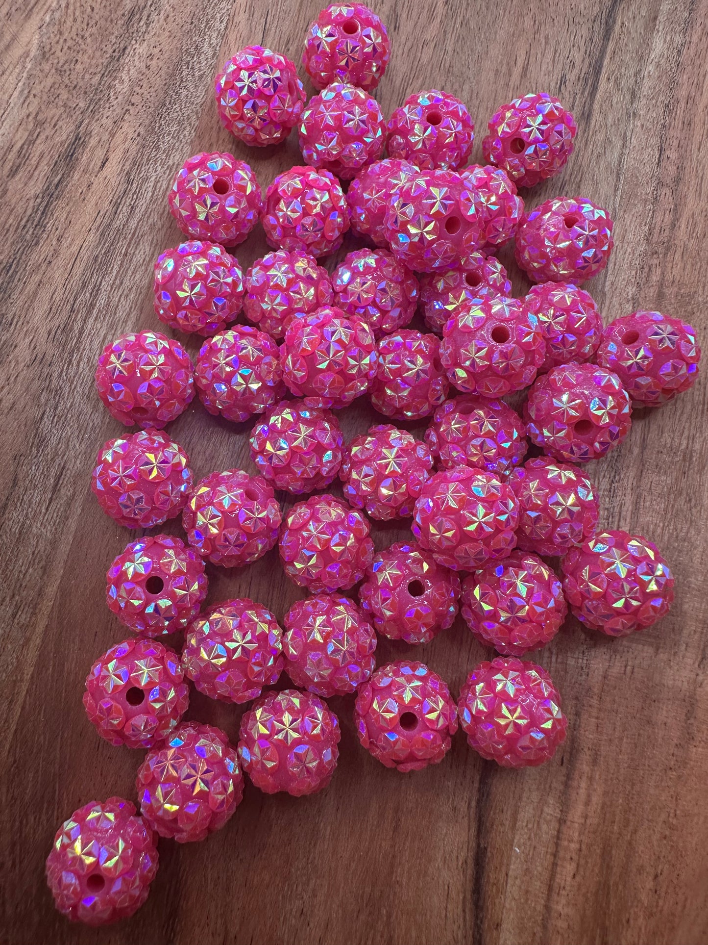 Magenta Stars- Rhinestone Acrylic 16mm