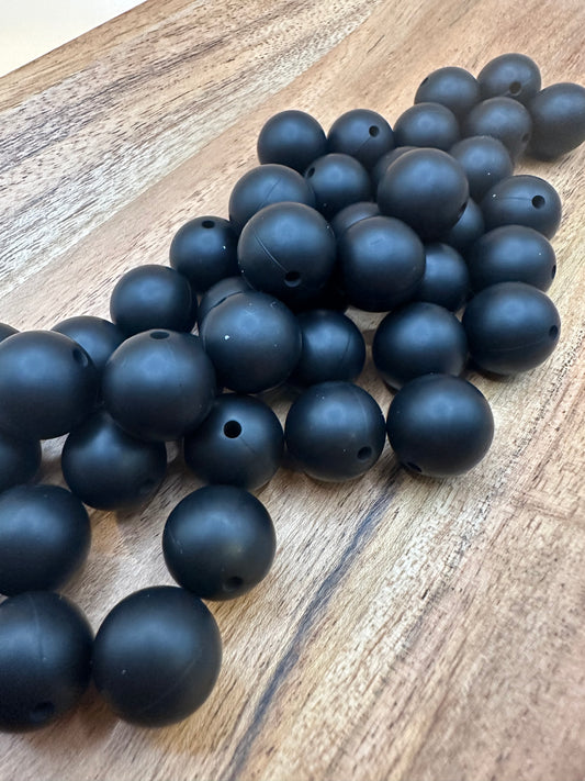 Black- Solid Silicone Bead 15mm