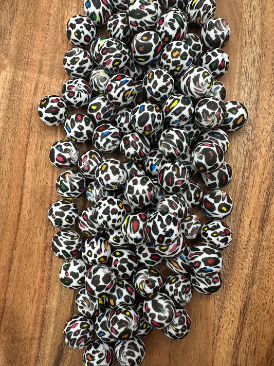 Animal Print-  Silicone Bead 15mm