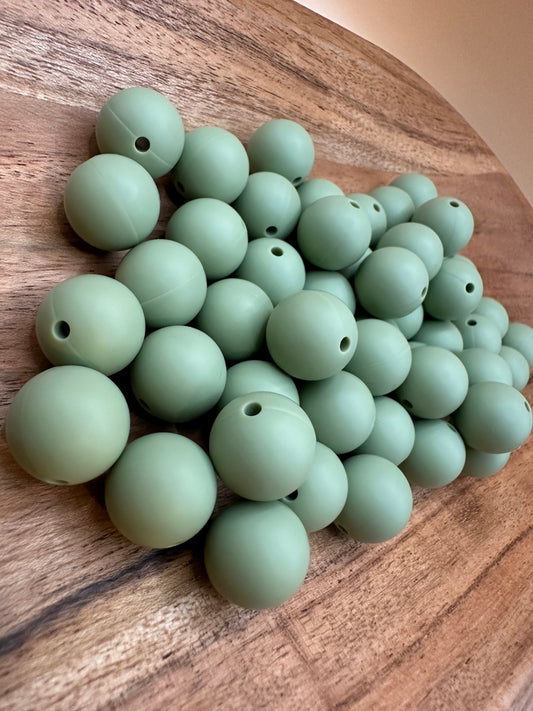 Matcha Green- Solid Silicone Bead 15mm