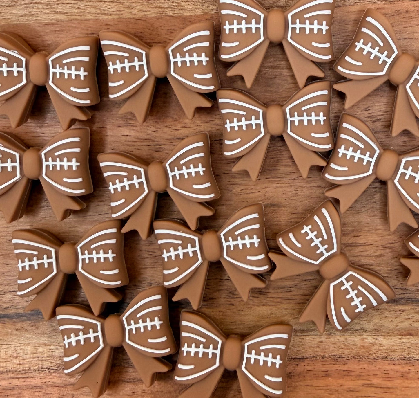 Football Bow- Silicone Focal Bead