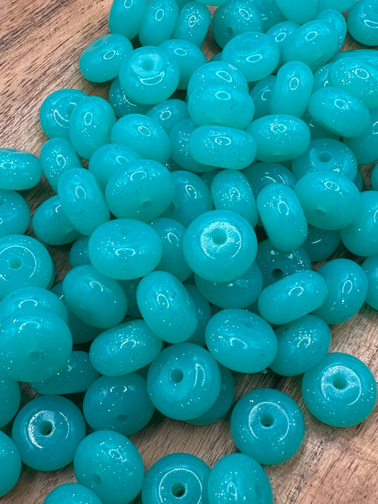 Turquoise Glitter- Liquid Silicone Bead Abacus 14mm