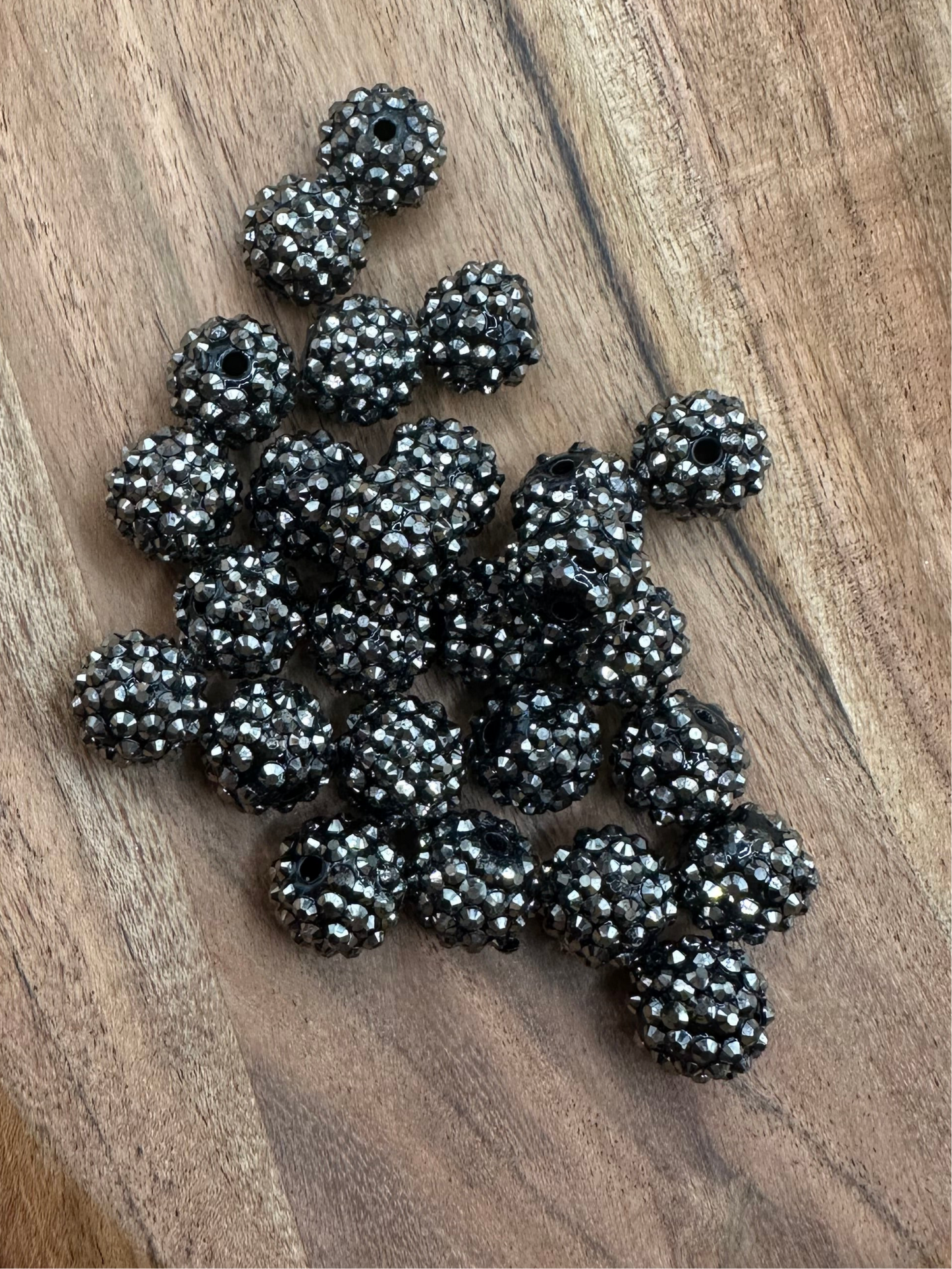 Gun Metal- Rhinestone Acrylic 16mm