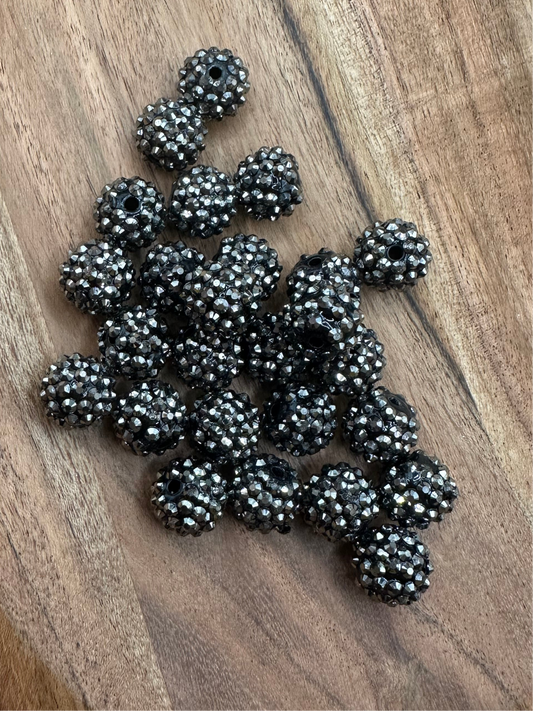Gun Metal- Rhinestone Acrylic 16mm