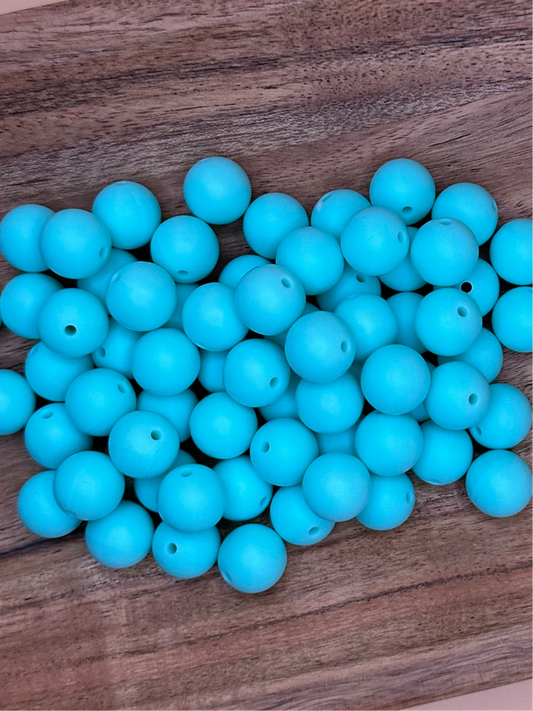 Turquoise- Solid Silicone Bead 15mm
