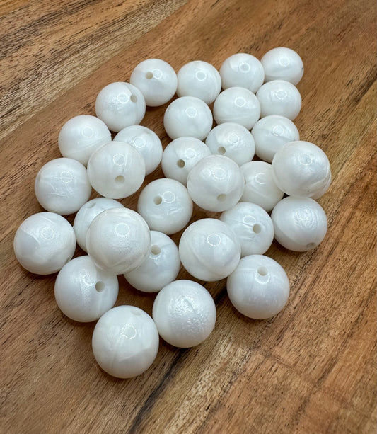 White Marble- Liquid Silicone Bead 15mm