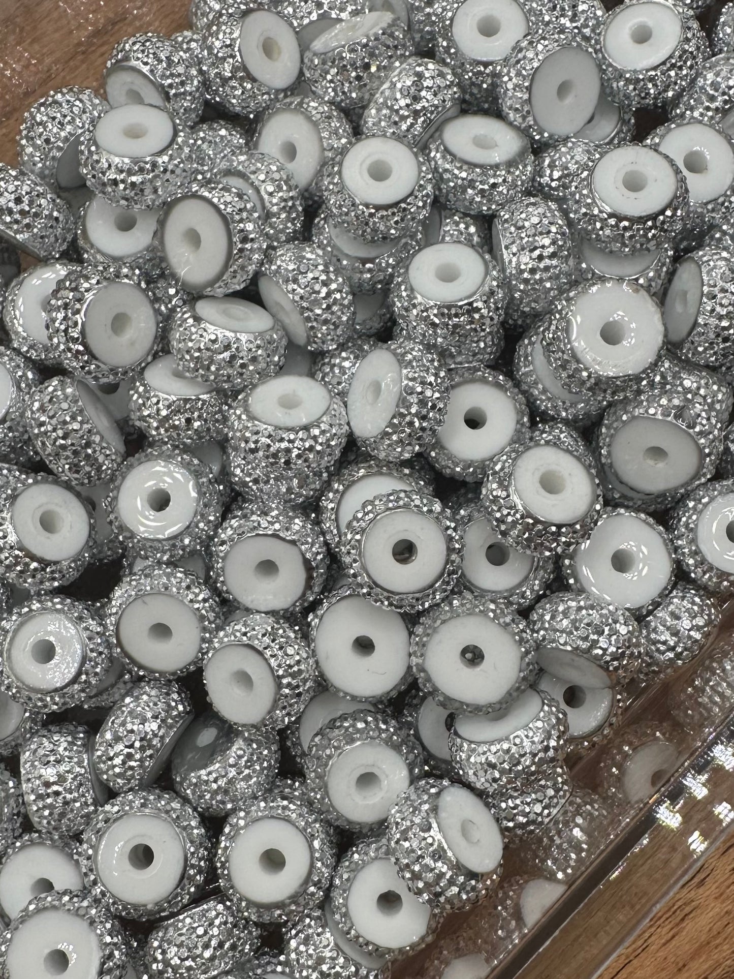 Abacus Spacer- Silver Rhinestone