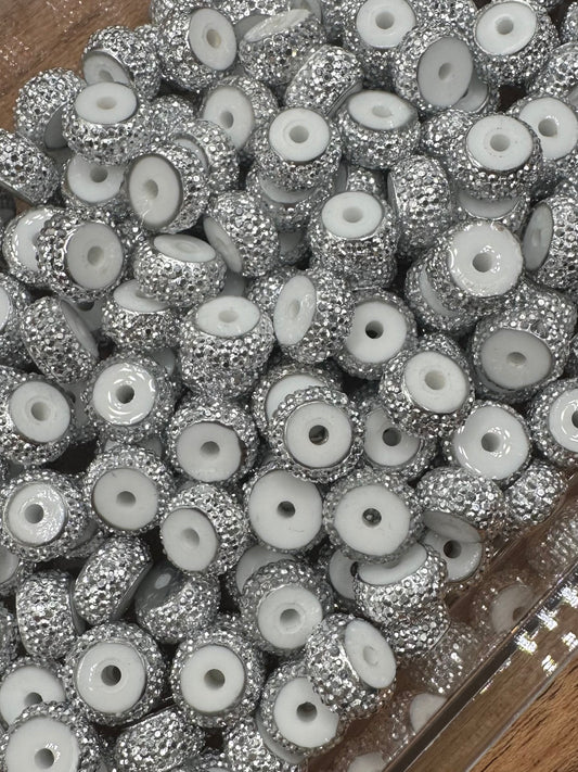 Abacus Spacer- Silver Rhinestone