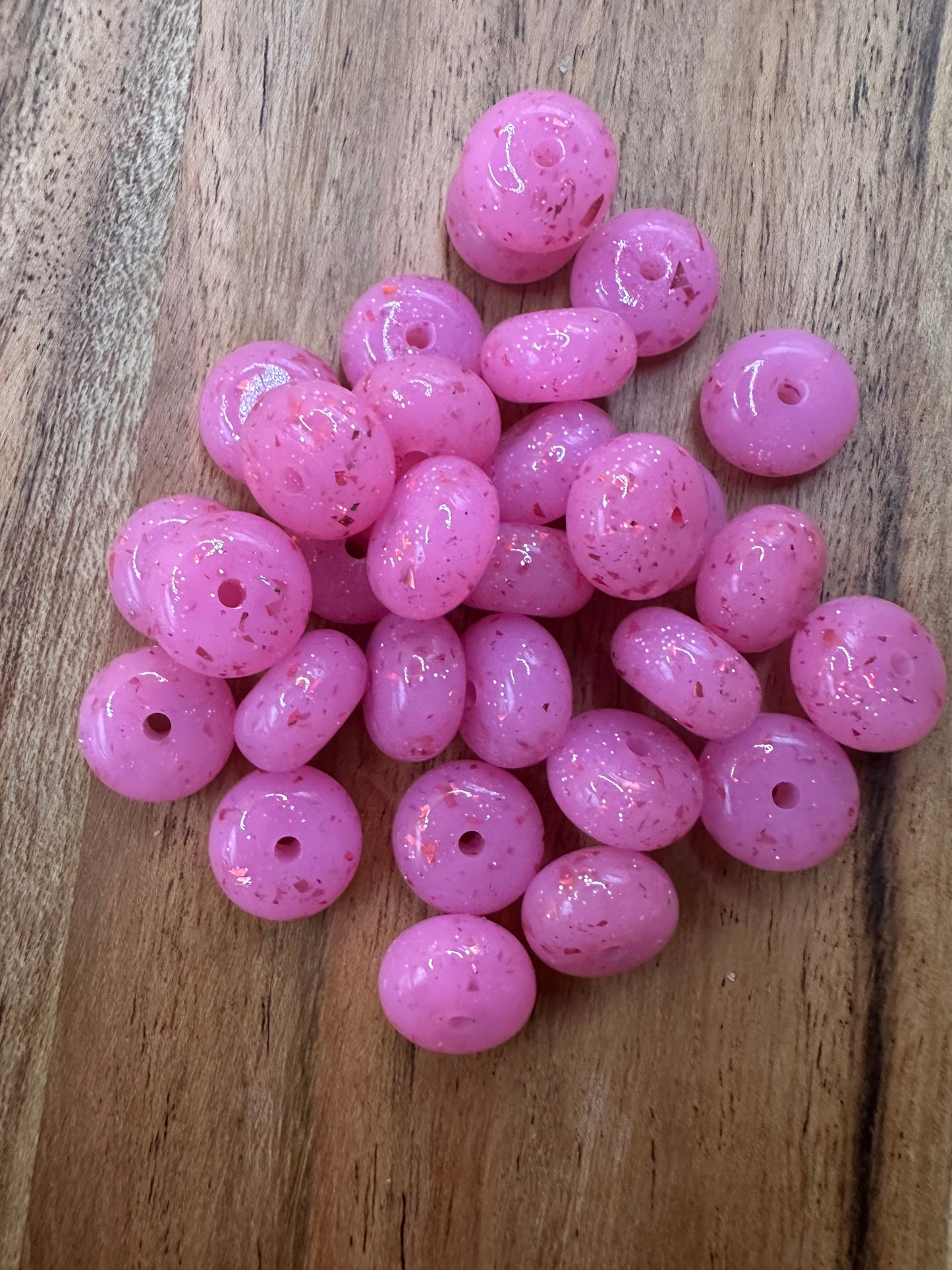 Raspberry Speckle- Silicone Bead Abacus 14mm