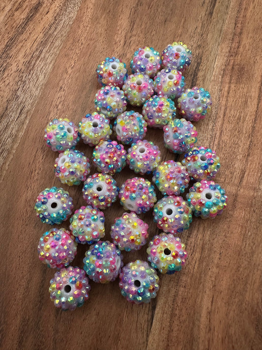 Rainbow Mix- Rhinestone Acrylic 16mm