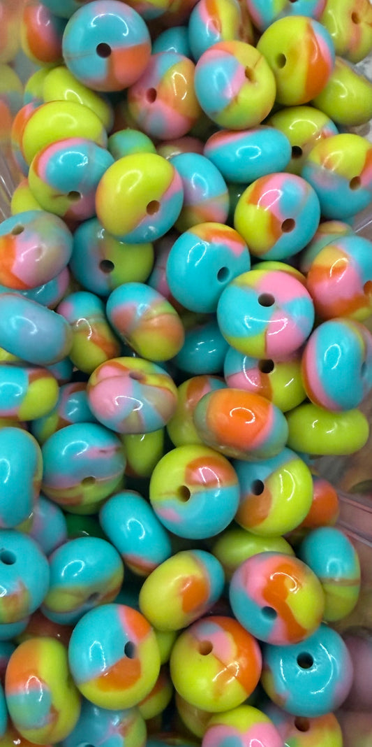 Neon Swirl- Silicone Bead Abacus 14mm