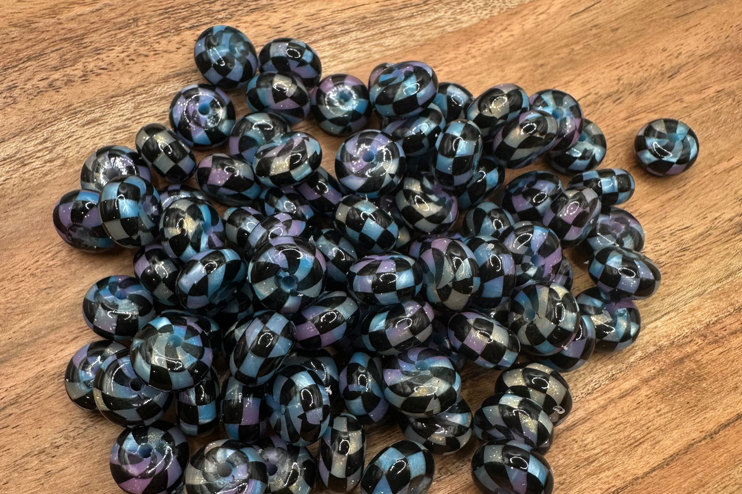 Mermaid Checkered Liquid- Silicone Bead Abacus 14mm