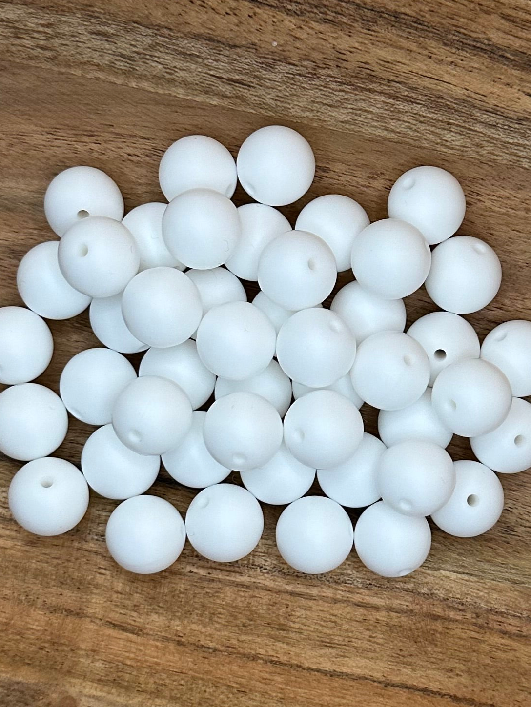 White- Solid Silicone Bead 15mm