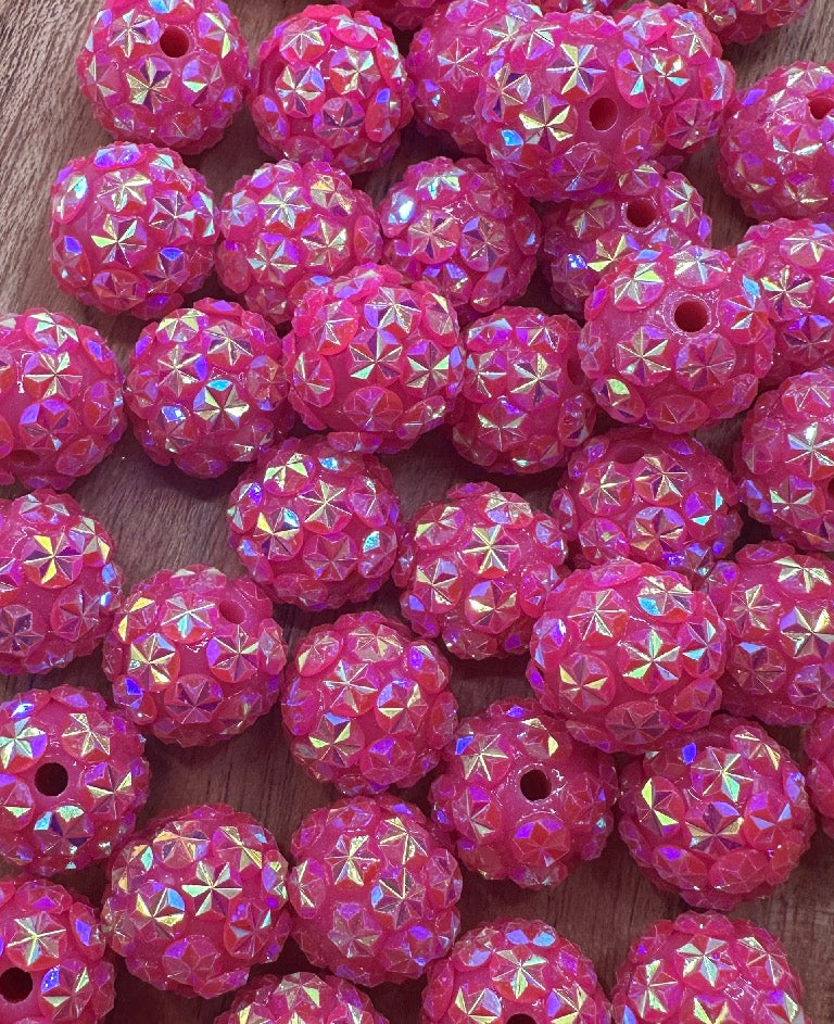 Magenta Stars- Rhinestone Acrylic 20mm